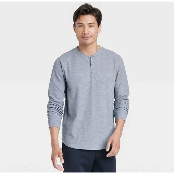 All in Motion Men's Waffle-Knit Henley Athletic Top -Blue XXL NWT - Picture 1 of 7